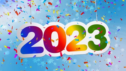 Wall Mural - 2023 happy new year text message concept illustration