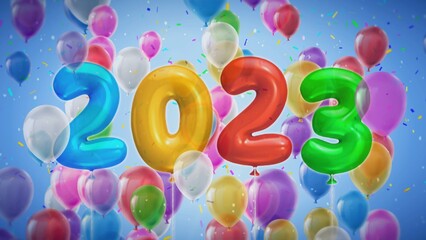 Wall Mural - 2023 happy new year text message concept illustration