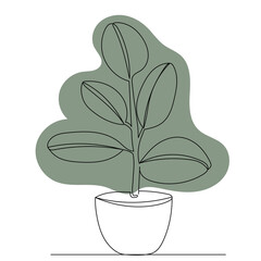 Wall Mural - potted plant sketch, continuous line drawing, vector