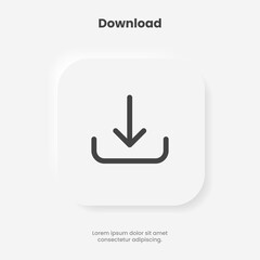 Poster - 3D download icon button. Upload icon. Download symbol, sign. Down arrow bottom side symbol. Save cloud icon push button for ui ux website mobile app