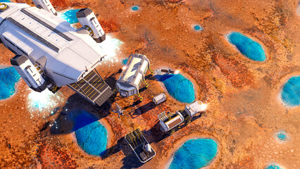 Wall Mural - space base, ancient civilizations from other worlds. discoveries of new worlds, colonizations. space