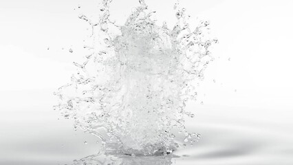Poster - Super slow motion of splashing water isolated on white background. Filmed on high speed cinema camera, 1000fps.