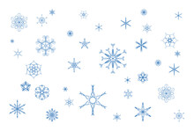 Falling Blue Snowflakes Christmas  Background, Winter Snow In Cold Frosty Vector Or Transparent Png Design. Fancy Intricate And Detailed Abstract Snowflakes.