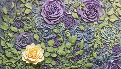 Wall Mural - Rose flower paper cutout generative ai