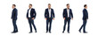 Business man in full growth, standing on a white background. Model man five poses.