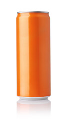 Sticker - Front view of blank orange aluminum drink can