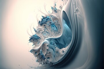 Wall Mural - Icy blue fractal, slow motion. Generative AI