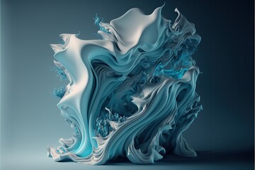 Icy blue wavy silky texture, slow motion. Generative AI