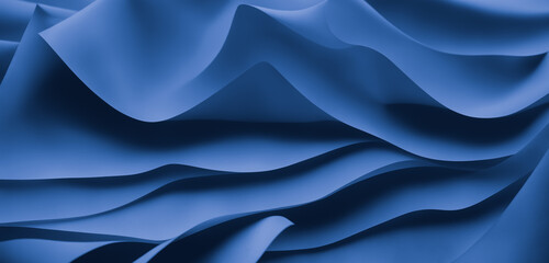 Wall Mural - wave of flowing blue turquoise ribbons, layers of paper and silky texture, graphic element backgroun