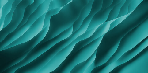 Wall Mural - wave of flowing green turquoise ribbons, layers of paper and silky texture, graphic element backgrou