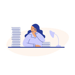 Tired student feeling stress before an exam or test vector illustration