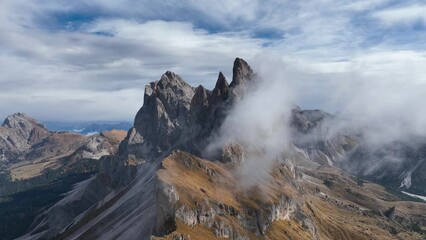 Wall Mural - Seceda mountain in italian dolomites during autumn