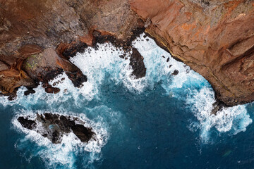 Cliffs in Madeira from a drone.