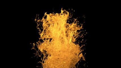 Poster - Golden splash isolated on black background.