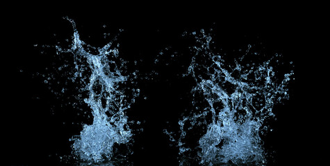 Poster - Water splashes isolated on black background.