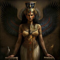 Wall Mural - Ancient Egyptian goddess of fertility and motherhood Maat. Fantasy Ancient Egypt. AI
