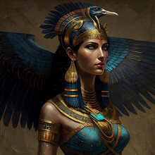 Ancient Egyptian Goddess Of Fertility And Motherhood Maat. Fantasy Ancient Egypt. AI