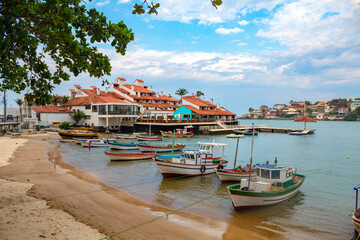 Wall Mural - barcos e a Prainha de Muquiçaba  Guarapari região metropolitana de Vitória, Espirito Santo, Brasil