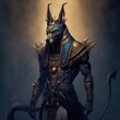 The ancient Egyptian god of death and the world of the dead, the terrible Anubis. Fantasy character of Egypt. AI