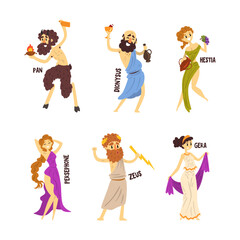Wall Mural - Ancient Greek Gods and Mythological Deities of Olympia Vector Set