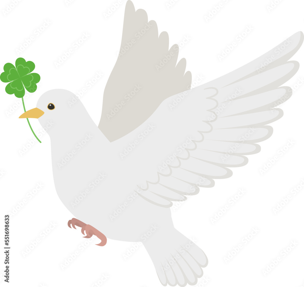 四葉のクローバーと白い鳩_ベクターイラスト Stock Vector | Adobe Stock