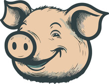Pig Head Cartoon Character