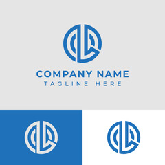 Letter OL or LO Monogram Circle Logo, suitable for any business with OL or LO initials.