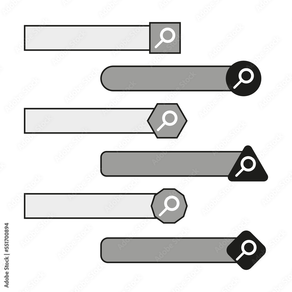 Search bar icons set. Computer interface. Infographic element. Vector ...
