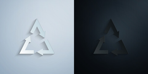 Wall Mural - Arrow, triangle paper icon with shadow vector illustration