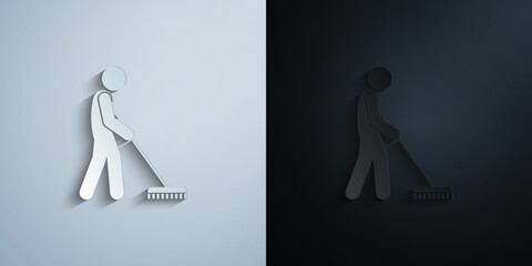 Poster - man brushing paper icon with shadow vector illustration