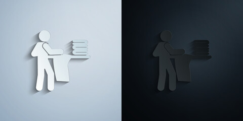 Wall Mural - man folding paper icon with shadow vector illustration