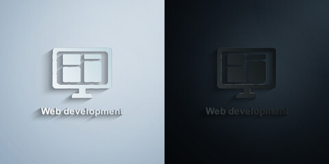 Wall Mural - online marketing, web development paper icon with shadow vector illustration
