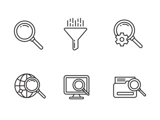 Wall Mural - set of search icons with linear style and black color isolated on white background