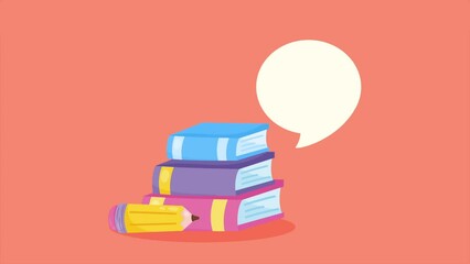 Sticker - pile text books library animation