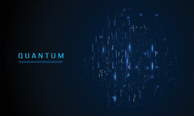 Quantum innovation technology. Artificial intelligence. Digital big data visualization. Quantum computer tech background. Vector illustration