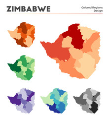 Wall Mural - Zimbabwe map collection. Borders of Zimbabwe for your infographic. Colored country regions. Vector illustration.