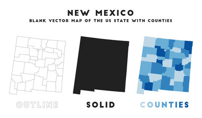 Wall Mural - New Mexico map. Borders of New Mexico for your infographic. Vector us state shape. Vector illustration.