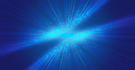 Wall Mural - blue dot line radial convergence technology spatial sense speed sense background