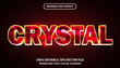 Crystal text, red glossy effect with gold elements, luxury editable text effect template