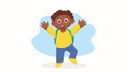 Canvas Print - afro student boy character animation