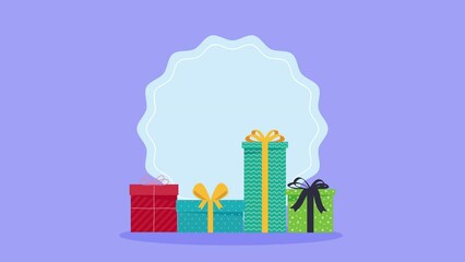 Sticker - four gifts boxes presents animation