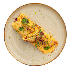 Canvas Print - Portion of gourmet omelette with avocado and salmon