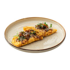 Canvas Print - Portion of gourmet omelette with mushrooms and cheese