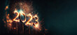 Leinwandbild Motiv Happy New Year 2023 sparkles banner, Generative AI 