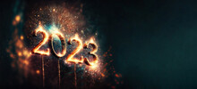 Happy New Year 2023 Sparkles Banner, Generative AI 