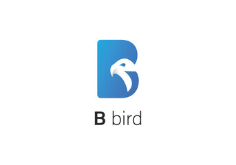 Initial letter b with bird shape inside logo Vector Image, initial letter B logo design with bird