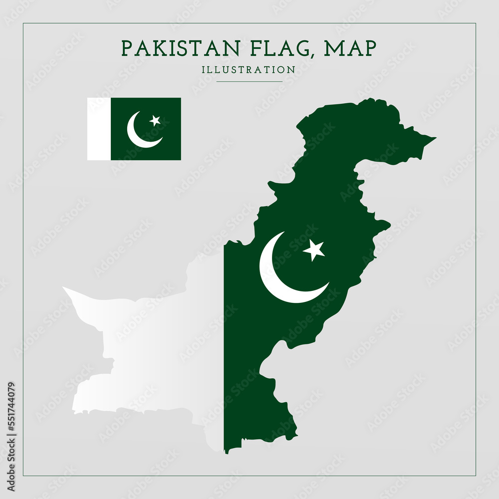 Pakistan Flag Map Vector Illustration Stock Vector | Adobe Stock