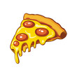 © nature line - Pizza slice with dripping cheese. A slice of Italian pizza on a white background.Vector Illustration.
