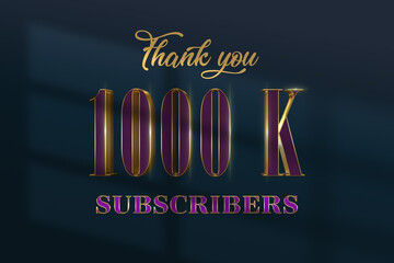 1000 K subscribers celebration greeting banner with Luxury Design