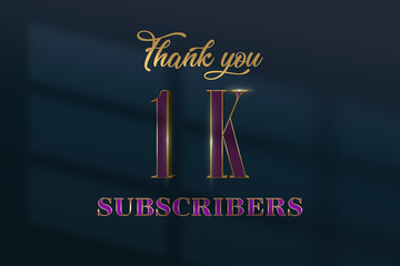 1 K subscribers celebration greeting banner with Luxury Design